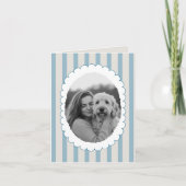 Personalisiertes blaugestreiftes Foto für Haustier Dankeskarte (Vorderseite)