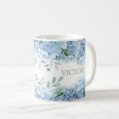 Personalisiertes Blaulauchblauer Hydrangea Kaffeetasse (VorderseiteRechts)