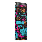 Personalisiertes blaurosa Lila Blumenmuster Thermosbecher (Nach rechts gedreht)