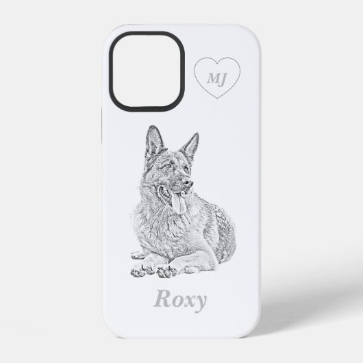 Personalisiertes Bleistift Deutscher Schäferhund i iPhone Hülle (Rückseite)