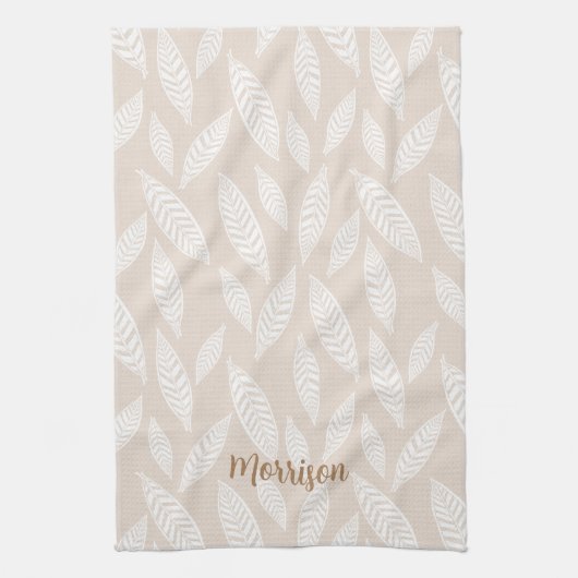 Personalisiertes Block Print Blätter Küche Handtuc Geschirrtuch (Vertikal)