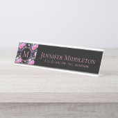 Personalisiertes blorrosa Schwarzes Monogramm Schreibtischnamensplakette (Vorderseite )