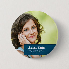 Personalisiertes Blue Abschluss School Year Foto Button
