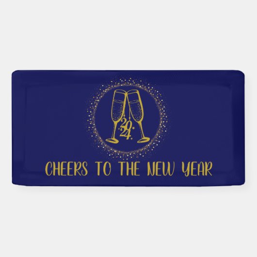 Personalisiertes Blue and Gold New Year's Eve Part Banner (Horizontal)