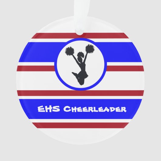 Personalisiertes Blue and Red Cheerleader Ornament (Vorderseite)