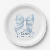 Personalisiertes Blue Bow Brautparty Extravagant Pappteller (Vorderseite)