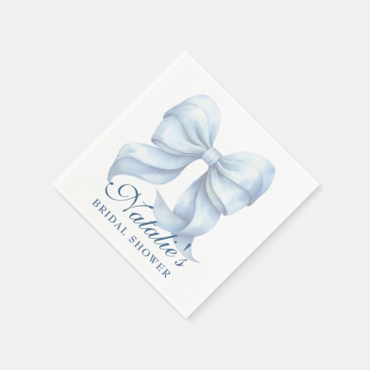 Personalisiertes Blue Bow Brautparty Extravagant Serviette (Ecke)