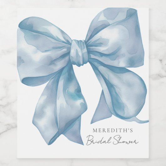 Personalisiertes Blue Bow-Brautparty Weinetikett (Einzelnes Label)