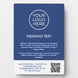 Personalisiertes Blue Business Logo Fotoplatte