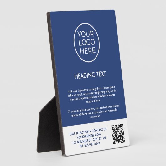 Personalisiertes Blue Business Logo Fotoplatte (Seite)