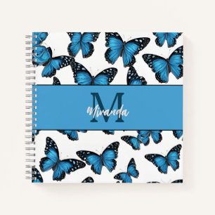 Personalisiertes Blue Butterfly Monogram Sketchboo Notizblock