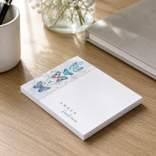 Personalisiertes Blue Butterfly Panel Post-it Klebezettel