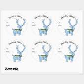 Personalisiertes Blue Deer Holiday Cheft Geschenks Runder Aufkleber (Blatt)