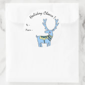 Personalisiertes Blue Deer Holiday Cheft Geschenks Runder Aufkleber (Tasche)