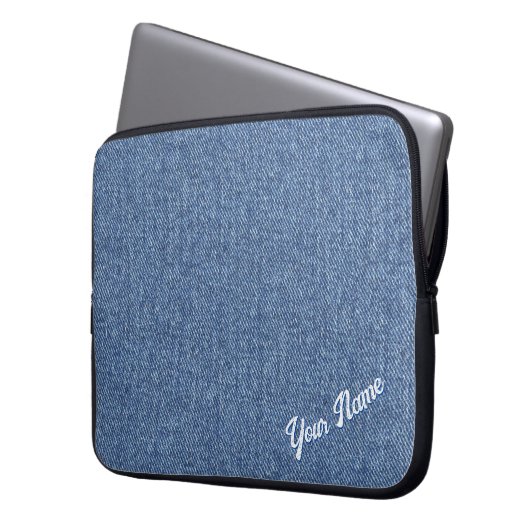 PERSONALISIERTES BLUE DENIM PATTER LAPTOPSCHUTZHÜLLE (Vorderseite Links)