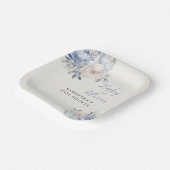 Personalisiertes Blue Floral Boy Baby in Blütendus Pappteller (Gewinkelt)