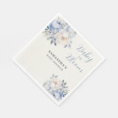 Personalisiertes Blue Floral Boy Baby in Blütendus Serviette (Ecke)