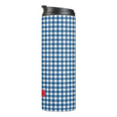 Personalisiertes Blue Gingham Monogramm Thermosbecher (Nach rechts gedreht)