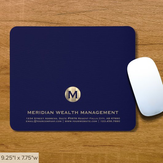 Personalisiertes Blue-Gold-Business-Monogram-Mausf Mousepad