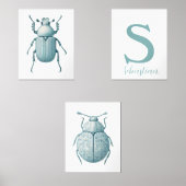 Personalisiertes Blue Insect Käfer Bug Boys Room Bilderwand Sets (Vorderseite)