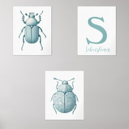 Personalisiertes Blue Insect Käfer Bug Boys Room Bilderwand Sets