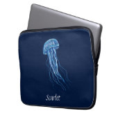 Personalisiertes Blue Jellyfish-Illustrationsdesig Laptopschutzhülle (Vorderseite Links)