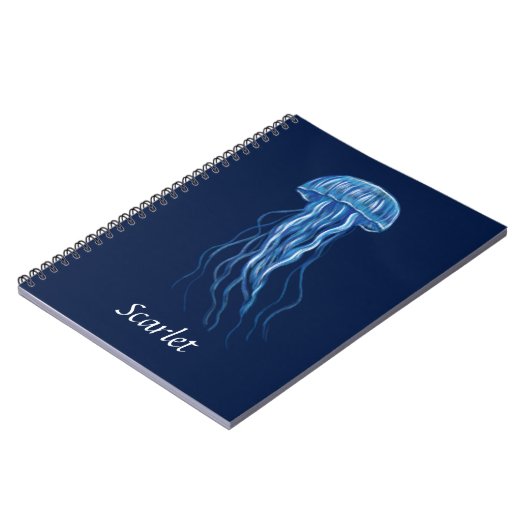 Personalisiertes Blue Jellyfish-Illustrationsdesig Notizblock (Linke Seite)