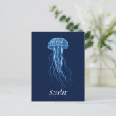 Personalisiertes Blue Jellyfish-Illustrationsdesig Postkarte (Stehend Vorderseite)