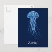 Personalisiertes Blue Jellyfish-Illustrationsdesig Postkarte (Vorne/Hinten)