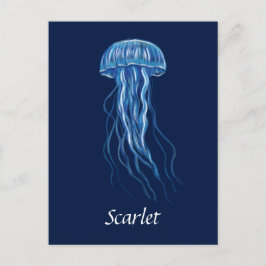 Personalisiertes Blue Jellyfish-Illustrationsdesig Postkarte