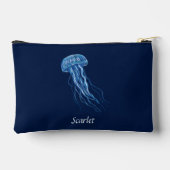 Personalisiertes Blue Jellyfish-Illustrationsdesig Zubehörtasche (Rückseite)