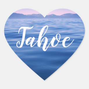 Personalisiertes Blue Lake Tahoe Wasser Foto Herz-Aufkleber
