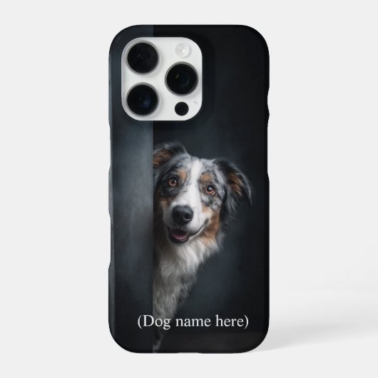 Personalisiertes Blue Merle Aussie-Porträt iPhone Hülle (Rückseite)