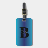 Personalisiertes Blue Monogram Gepäckchen Gepäckanhänger (Vorderseite vertikal)