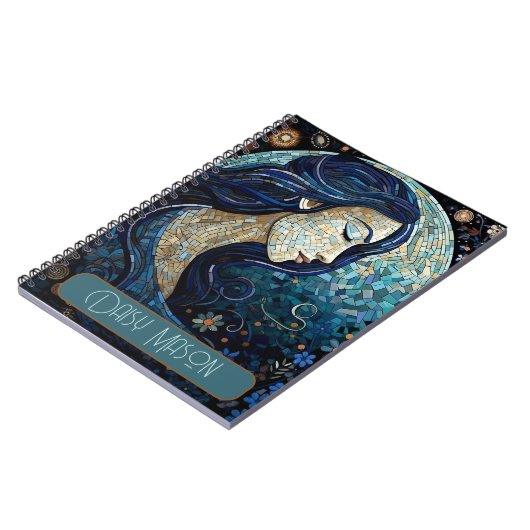 Personalisiertes Blue Moon Mosaic Portrait Notizblock (Linke Seite)