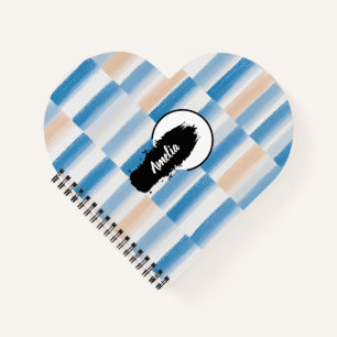 Personalisiertes Blue Peach Watercolor Heart Noteb Notizblock