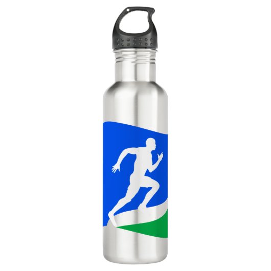 Personalisiertes Blue Runner-Logo Edelstahlflasche (Vorderseite)