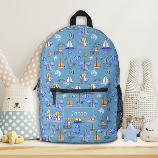 Personalisiertes Blue Sailing Boat Rucksack