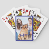 Personalisiertes Blue Script-Foto Spielkarten (Rückseite)