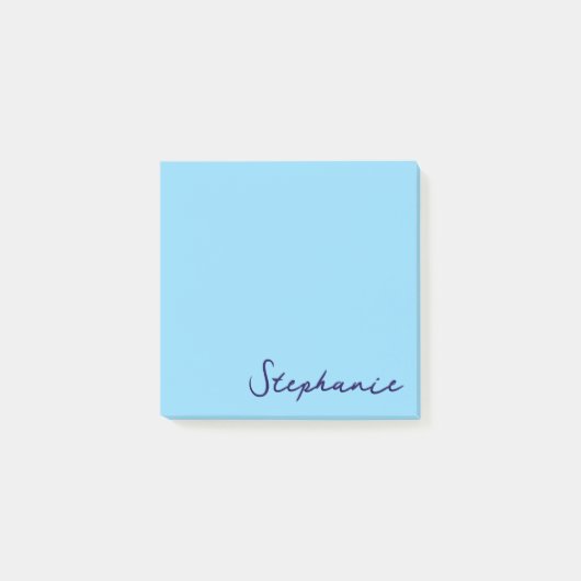 Personalisiertes Blue Script Post it Sticky Notes Post-it Klebezettel (Vorderseite)