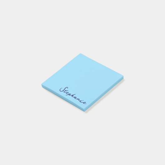 Personalisiertes Blue Script Post it Sticky Notes Post-it Klebezettel (angewinkelt)