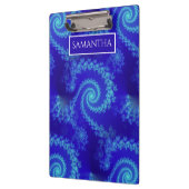Personalisiertes Blue Spiral Fraktal Klemmbrett (Links)