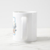 Personalisiertes Blue Square Blumen Border Monogra Jumbo-Tasse (Rückseite)