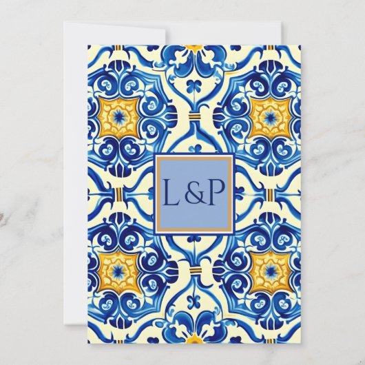 Personalisiertes Blue Tile Einladung (Rückseite)