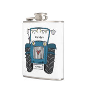 Personalisiertes Blue Tractor Country Wedding-Gesc Flachmann (Links)