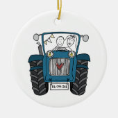Personalisiertes Blue Tractor Country Wedding-Gesc Keramik Ornament (Vorne)