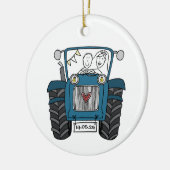 Personalisiertes Blue Tractor Country Wedding-Gesc Keramik Ornament (Links)