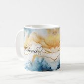 Personalisiertes Blue Watercolor Custom Agate Kaffeetasse (Vorderseite Links)