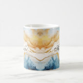 Personalisiertes Blue Watercolor Custom Agate Kaffeetasse (Mittel)