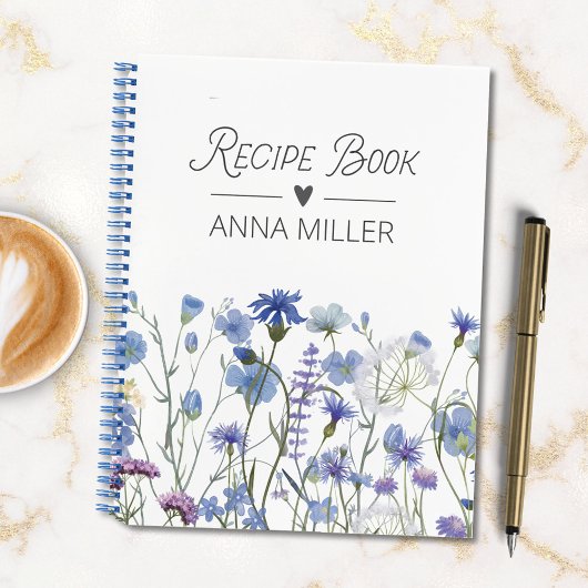 Personalisiertes Blue Wildblume Blumenrezepte Buch